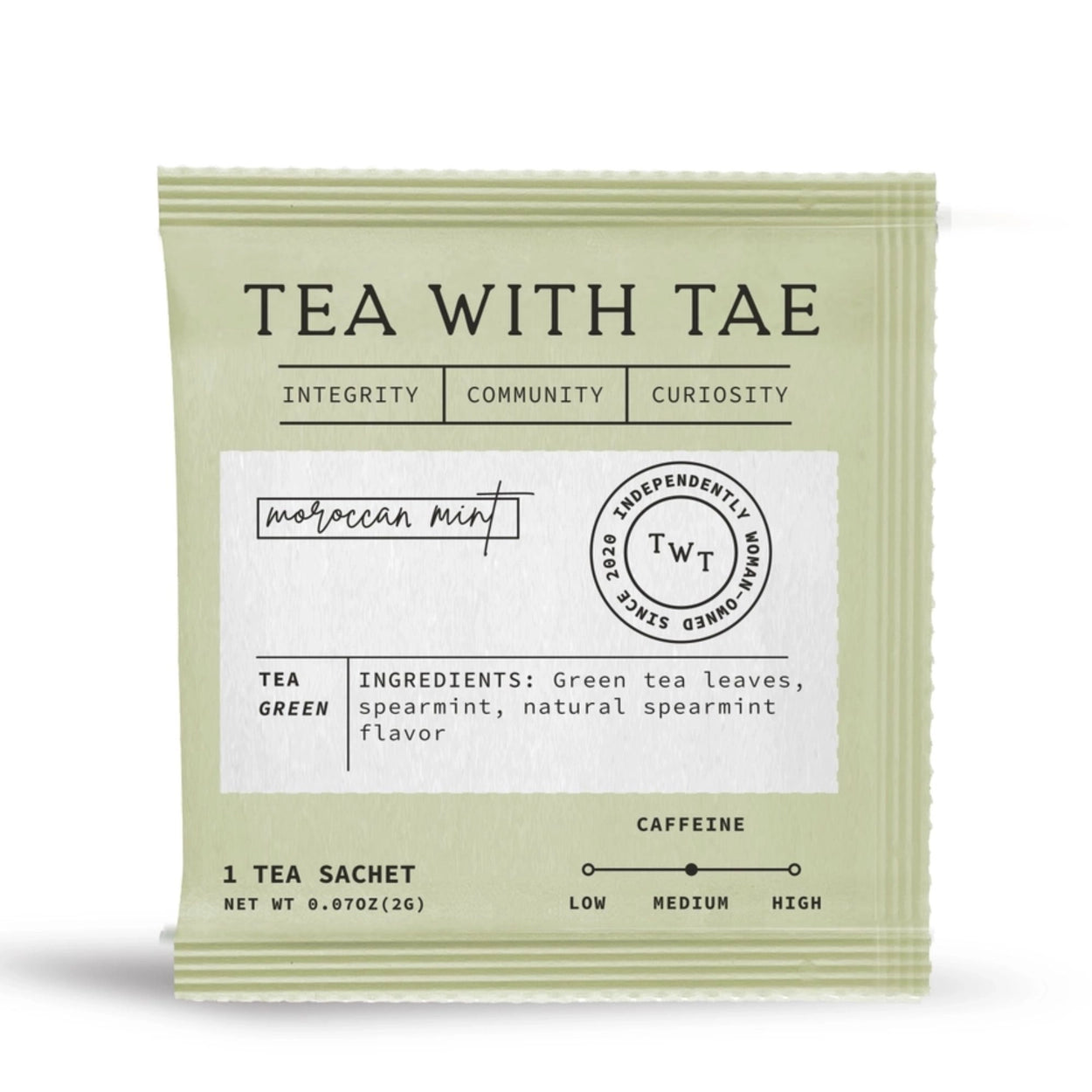Tea with Tae-Moroccan Mint Green Tea - Individually Wrapped Tea Bag
